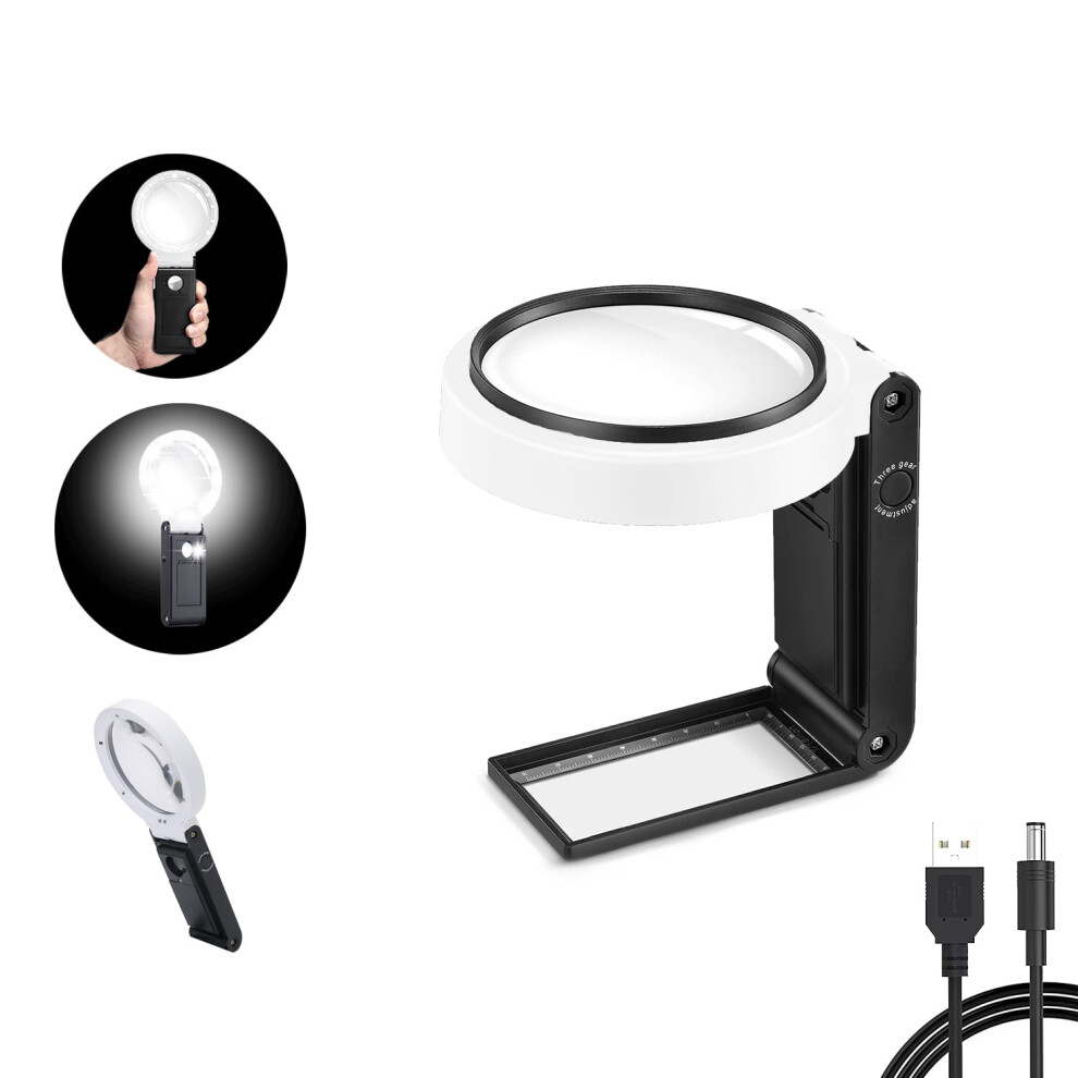 Magnifying Glass with Light and Stand 30X 10X