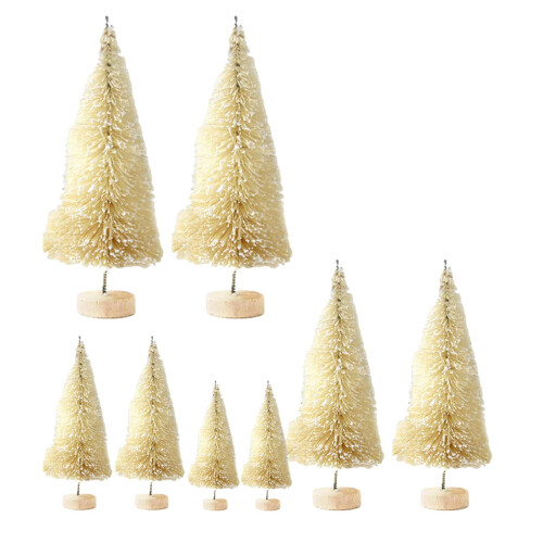 Miniature Artificial Christmas Trees Beige 8 pcs