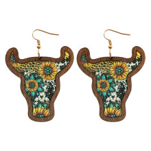 Halloween houten Boheemse oorbellen met kleurrijke retro bloemen
