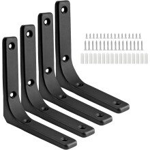 Wall Shelf Bracket Heavy Duty 4 Pack 4x4 Inch Black