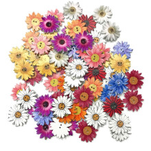 Wooden chrysanthemum buttons for sewing 50 pcs