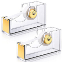 Acrylic tape dispenser transparent gold 2 pieces