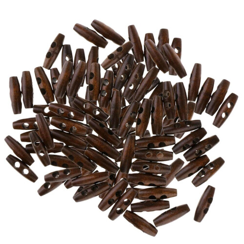 Wood Sewing Toggle Buttons 2-Hole 30mm x 10mm 100 pcs