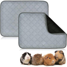 Almohadillas absorbentes lavables para cobayas - 2 unidades (60 x 45 cm) - Forro polar gris claro - Súper absorbentes e impermeables -