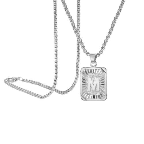 Initial Letter Pendant Necklace Silver Plated One Size