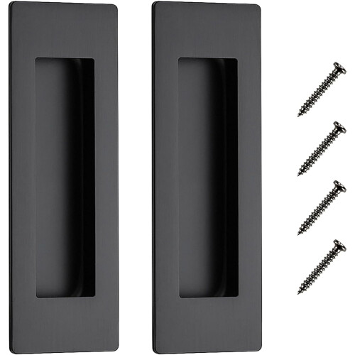 Recessed Finger Pulls Brushed Black Stainless Steel 2 Pack