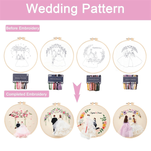 Embroidery Kit for Beginners Wedding Pattern 4 Pack 2