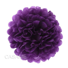 Purple paper pompoms wedding party decor 6 inch