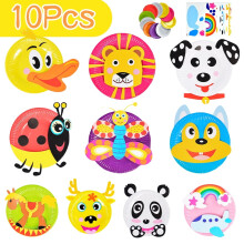 Kit de arte con platos de papel LNGOOR para niños, set de manualidades de animales, 10