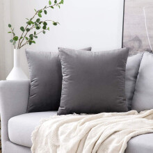 Fodere per cuscino decorativo in velluto, 45x45 cm, grigie, confezione da 2