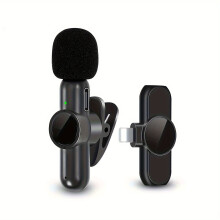 Micreafón Lavalier Gan Sreang le haghaidh iPhone iPad Android USB-C