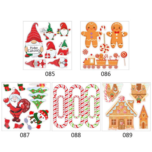 Christmas window clings removable gnome Santa gingerbread 2