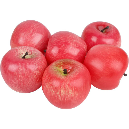 Set de 6 mere artificiale, fructe artificiale roșii realiste