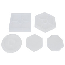 Silikonunderläggsform Fyrkantig Hexagon Cirkel Åttkantig 5 st