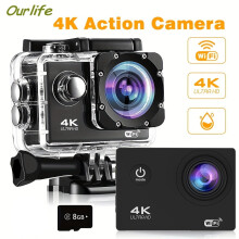 Akciókamera4K Ultra HD vízálló 8 GB-os kártyával
