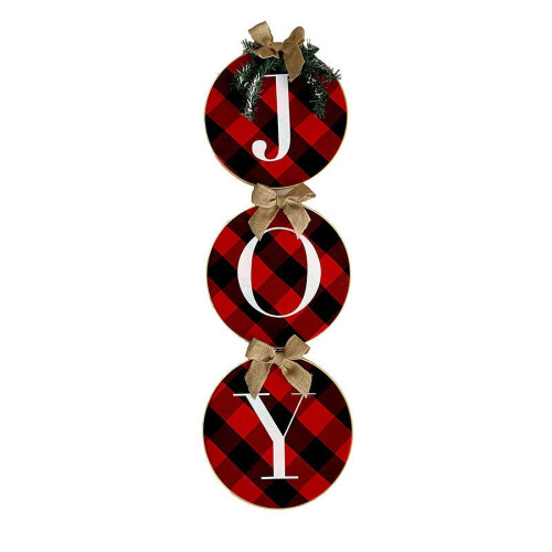 Guirlanda rústica de madeira e juta com estampa xadrez búfalo, 30 cm (12 polegadas)