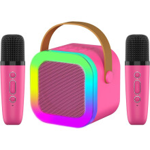 Karaoke Bluetooth Speaker with Dual Mic and RGB Light Rose