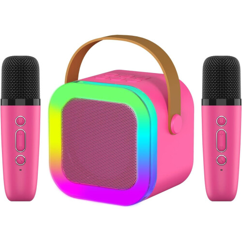 Karaoke Bluetooth Speaker with Dual Mic and RGB Light Rose