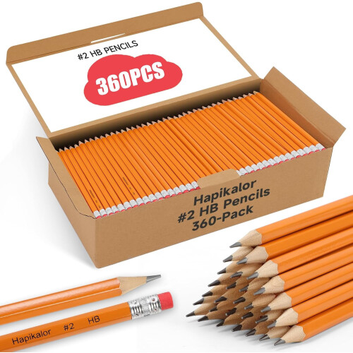 Yellow Pencils with Erasers 360-Pack