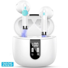Auriculares inalámbricos Bluetooth 5.4 2025, 4 micrófonos ENC y estéreo HiFi, 40 horas de reproducción, pantalla LED, resistencia al ag