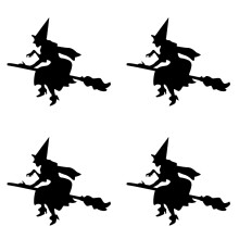 Halloween-heks vindushengere svart silhuett 4 stk