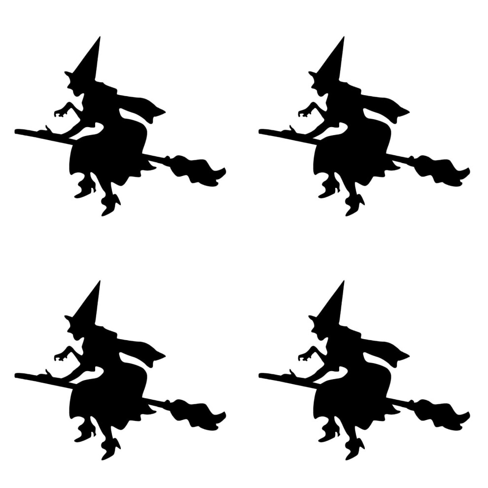 Halloween Witch Window Clings Black Silhouette 4 Pcs 9107258248350