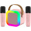 Karaoke Bluetooth Speaker with Dual Mic and RGB Light Pink 1
