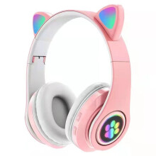 Langattomat Bluetooth-kuulokkeet kissankorvilla, pinkki