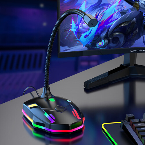 Micrófono USB para ordenador Leodye con botón de silencio y LED