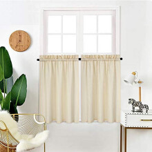 Tier Curtains Waffle Weave White 30 in x 24 in Set of 2