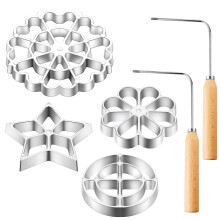 Leke 6-teiliges Rosetten-Eisenformen-Set, Bunuelos-Form mit Griff, Kochstempel-Set