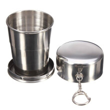 Hopfällbar campingmugg i rostfritt stål, 150 ml
