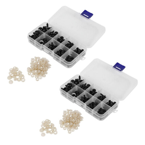 Plast dockögon 6-12 mm 200 st med brickor