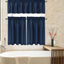 Tier Curtains Waffle Weave White 30 in x 24 in Set of 2