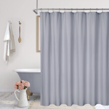 Cortina de ducha de microfibra repelente al agua, gris, 72 x 72 pulgadas.