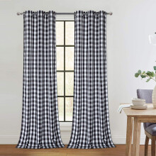 Black and White Buffalo Plaid Curtains 37x54 Inch 2 Panels
