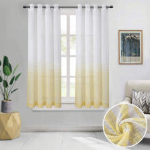 White Grey Ombre Sheer Voile Curtains Eyelet 52x63 Inch 2
