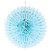 Paper pompoms for wedding and party decor, light blue,