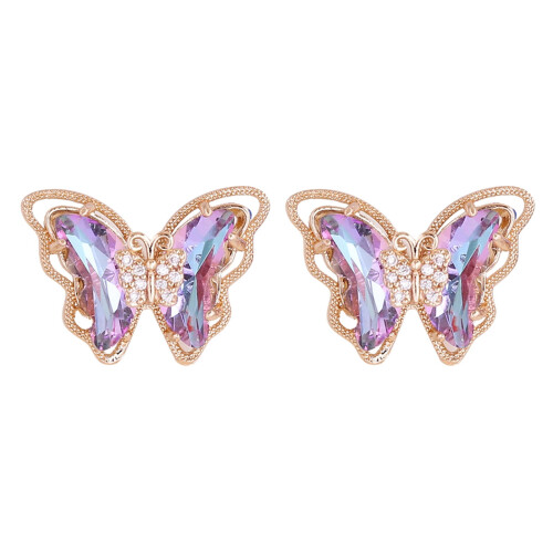 Halloween rhinestone earrings copper gradient micro insert