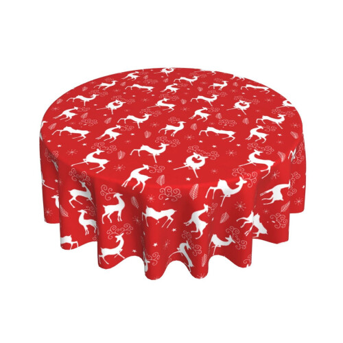 Round Christmas tablecloth elastic edge flannel backing