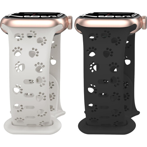 Silikon Apple Watch-reimer med hul hundepotedesign, 2-pakning