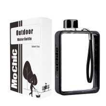 380ml vierkante draagbare waterfles A5 plat