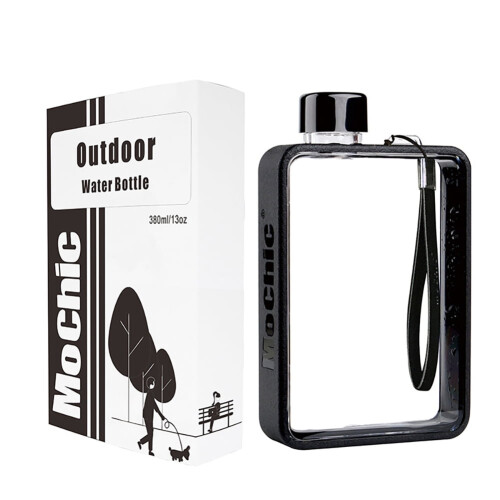 380ml vierkante draagbare waterfles A5 plat