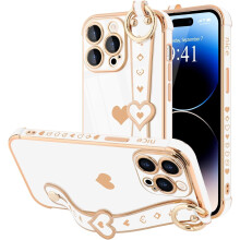 iPhone15Pro Max tok csuklópánttal és kihajtható állvánnyal,