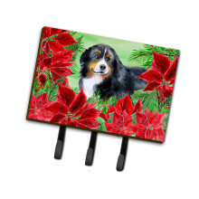 "Gancho de Pared Triple de Perro de Montaña de Bernese con Poinsettias, Multicolor"