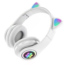Linyer Kids koptelefoon met kattenoortjes voor meisjes, Bluetooth 5.0, wit