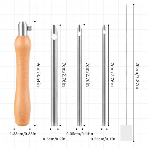 Punch Needle Kit with Metal Needles 2.5/3.5/5mm 5 Pcs 1