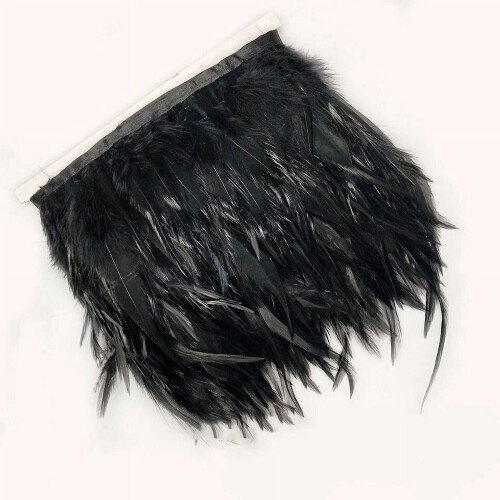 Christmas pheasant feathers trim black 1 m