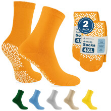 TenderGentle Krankenhaus-Socken mit Grip für Männer und Frauen - 2 Paar orange 4XL rutschfeste Socken für Senioren