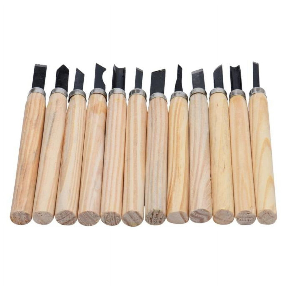 Leott Wood Gouges Set Hand Carving Tools 12Pcs Beige